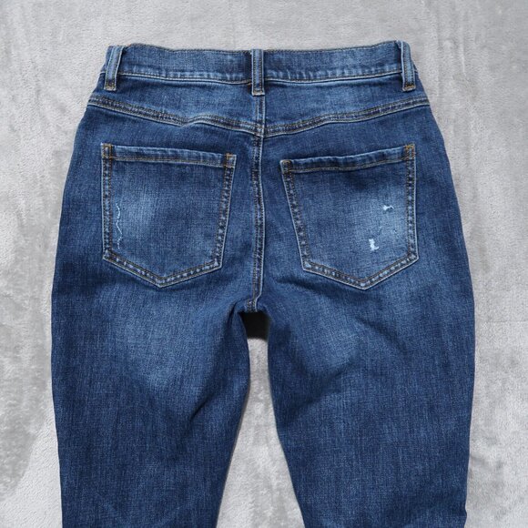 Cabi Jeans Womens 2 Blue Button Fly Straight Distressed Boho Chic Retro Preppy - Picture 6 of 16